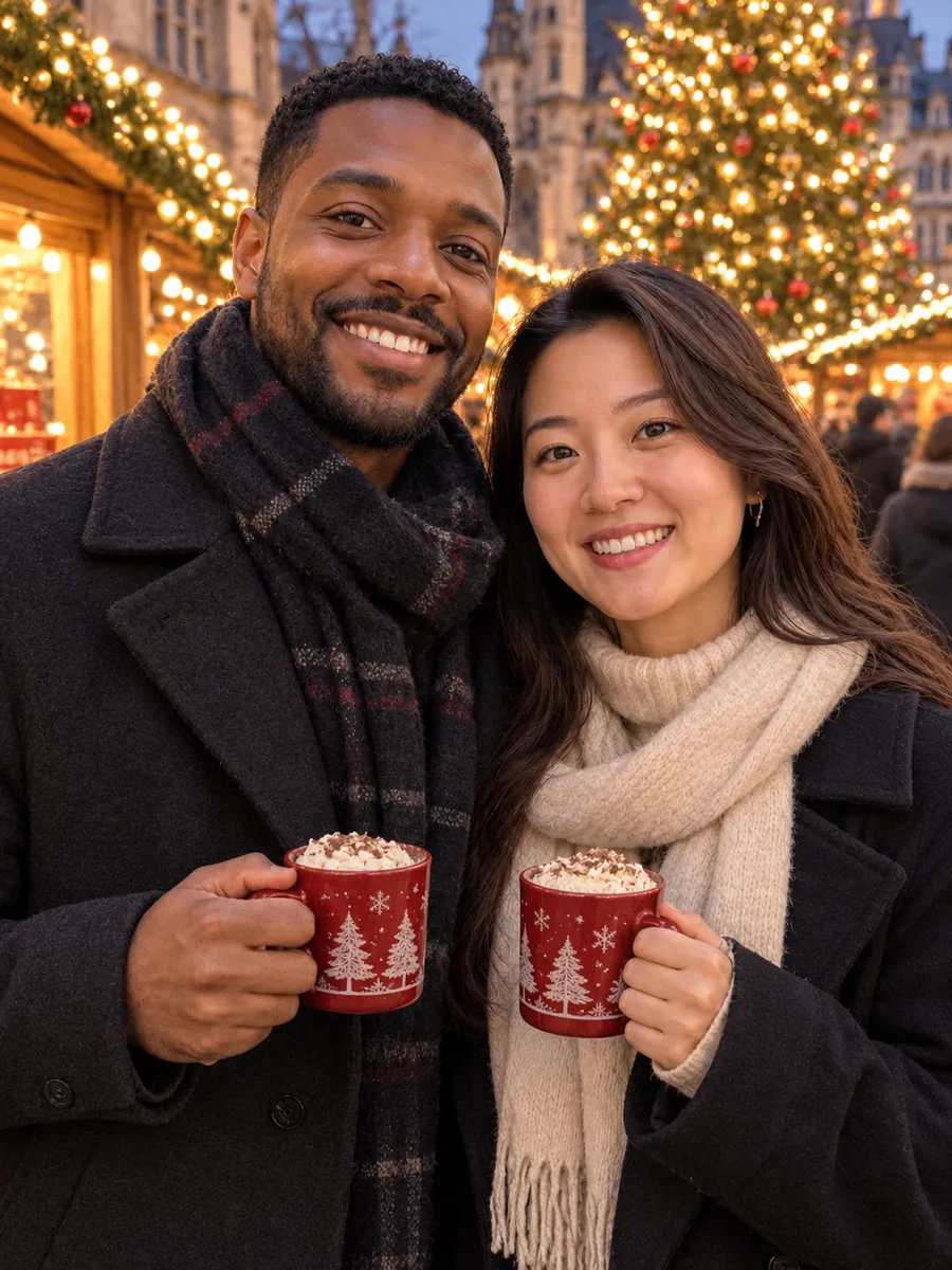 AI Christmas photo example in the Christmas Market style