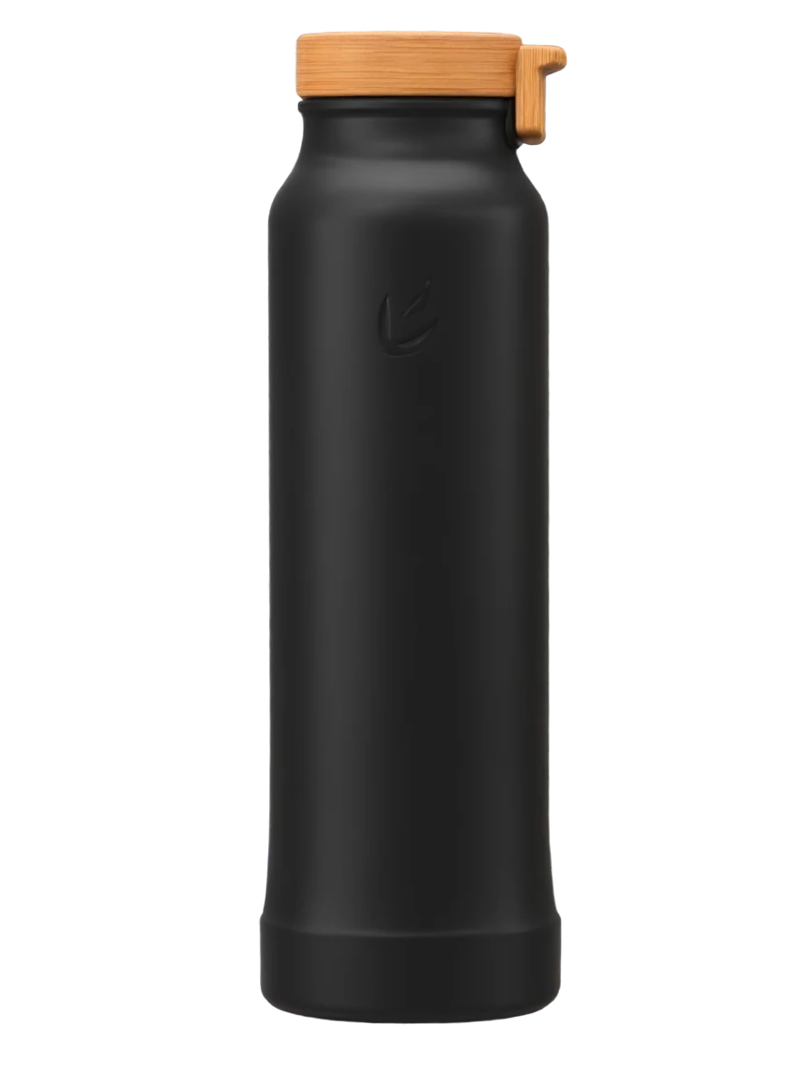 Transparent product cutout of a black water bottle generated by Qwen Image 2.1
