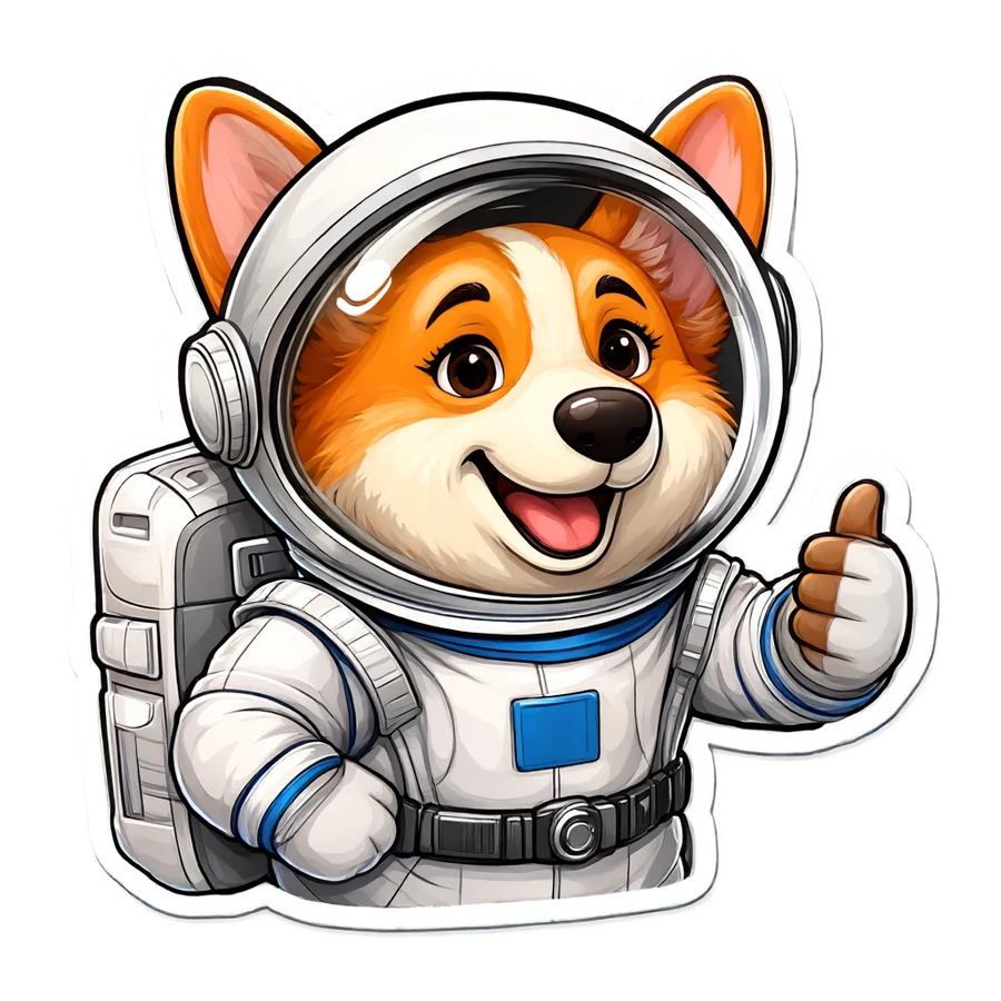 Qwen Image 2.1 transparent PNG sticker of a corgi astronaut, shown on a checkerboard